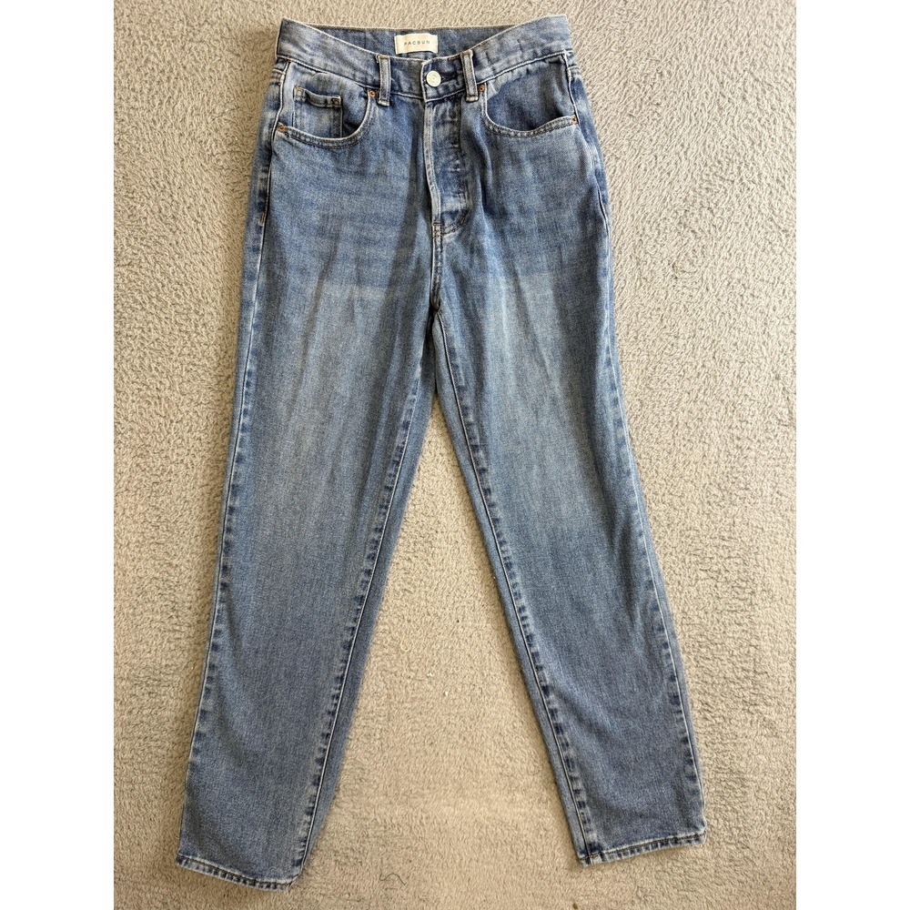 PacSun Jeans Womens 25 Blue Light Wash Dad Jean Button Fly‎ Straight Leg Denim